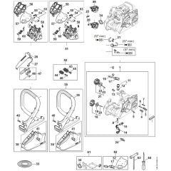 Stihl MS162 - Engine Housing - Air Filter - Av System - Handlebar - Parts Diagram