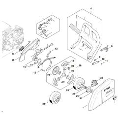 Stihl MS180 C-BE - Hand Guard - Chain Brake - Parts Diagram