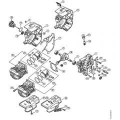 Genuine Stihl MS201 C-EM / A - Crankcase, Cylinder, Muffler