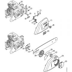 Genuine Stihl MS241 C-BEM / E - Chain tensioner, Chain sprocket cover