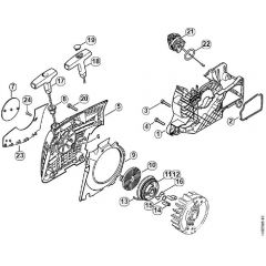 Genuine Stihl MS280 C-B / K - Fan housing with rewind starter