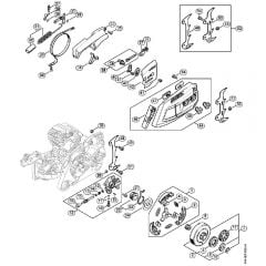 Genuine Stihl MS400 C-M / B - Clutch, Oil pump, Chain brake