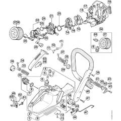 Genuine Stihl MS400 C-M / D - Tank housing, Filter, AV system, Handlebar