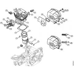 Genuine Stihl MS441 C-M / B - Cylinder, Muffler