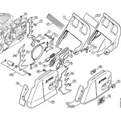 Genuine Stihl MS460 / E - Chain brake, Chain sprocket cover