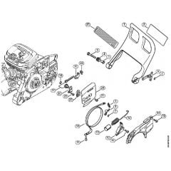 Genuine Stihl MS461 / D - Hand guard, Chain brake, Chain tensioner