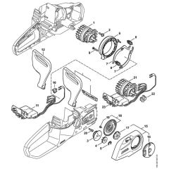 Stihl MSA140 C-B - Electric Motor - Electronic Module - Chain Sprocket Cover 02 - Parts Diagram