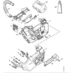 Stihl MSA160 T - Motor Housing - Handlebar - Parts Diagram