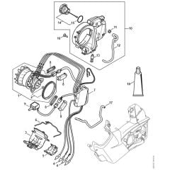 Stihl MSA161 T - Electric Motor - Electronic Module - Oil Tank - Parts Diagram