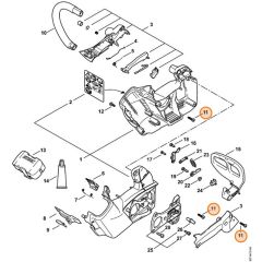Stihl MSA161 T - Motor Housing - Handlebar - Parts Diagram