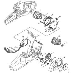 Stihl MSA120 C-B - Electric Motor - Electronic Module - Chain Sprocket Cover - Parts Diagram
