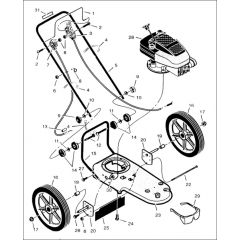 Hayter Power Trim Wheeled Strimmer - 407S (407S001001 - 407S099999) - Upper Mainframe Assembly