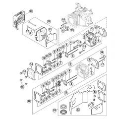 Genuine Stihl RB200 / G - Cylinder, Valve timing gear, Muffler