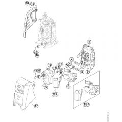 Genuine Stihl RE130 PLUS / H - Air baffle, Machine cover, Switch housing