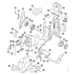 Genuine Stihl RE150 PLUS / D - Chassis, Air baffle, Shroud, Switch housing RE 150 PLUS