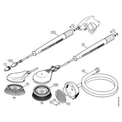 Genuine Stihl RE270 K / H - Rotory nozzle, rotory washing brush, Suction hose