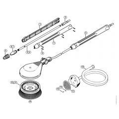 Genuine Stihl RE281 / M - Rotory nozzle, rotory washing brush, Suction hose