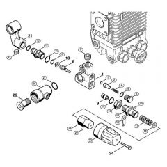 Genuine Stihl RE460 K / F - Regulation valve block  X 42 343 563 (30.2000)