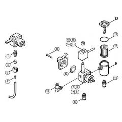 Genuine Stihl RE500 W / K - Fuel tank, Fuel pump X 35 751 076, X 35 799 999