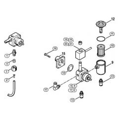 Genuine Stihl RE530 W / K - Fuel tank, Fuel pump X 35 751 076, X 35 799 999