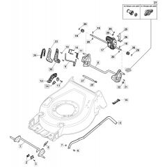 S46 PD Li - 2019-2020 - 2L0487863/M19 - Mountfield Rotary Mower Height Adjusting Diagram