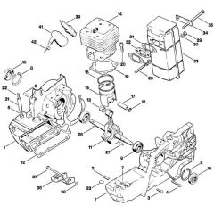 Stihl TS08 - Crankcase, Cylinder - Parts Diagram