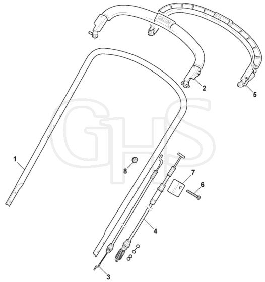 M5020 PD - 2008 - 292502023/M08 - Mountfield Rotary Mower Upper Handle Diagram