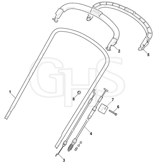 M6 PD/H - 2006 - 292552033/MO6 - Mountfield Rotary Mower Upper Handle Diagram