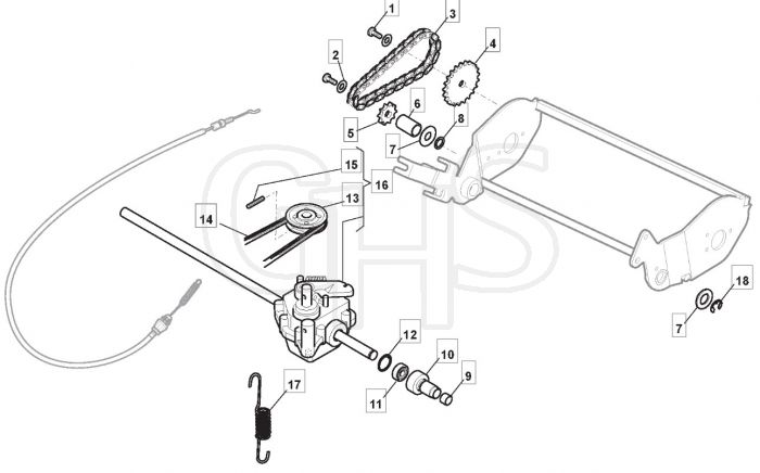 S421R PD - 2014-2018 - 299439043/M14 - Mountfield Rotary Mower Transmission Diagram