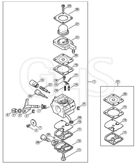 Genuine Stihl KA85 R / E - Carburetor 4137/28