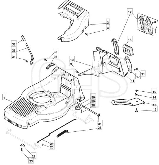 M4510 HP - 2008 - 292451043/M08 - Mountfield Rotary Mower Deck Diagram