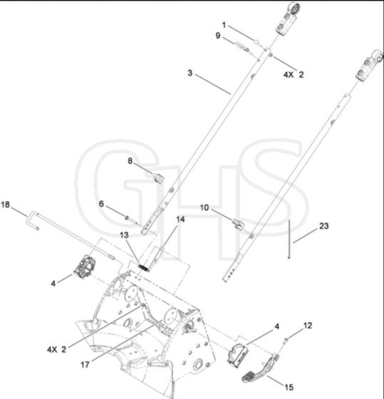 Hayter R53S - 448F (310000001 - 310999999) - Lower Handle Assy