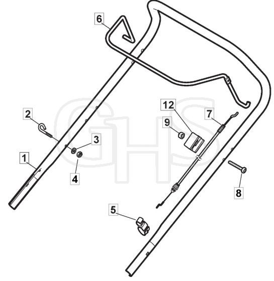 HP185 - 2015-2019 - 299164623/SF - Mountfield Rotary Mower Upper Handle Diagram