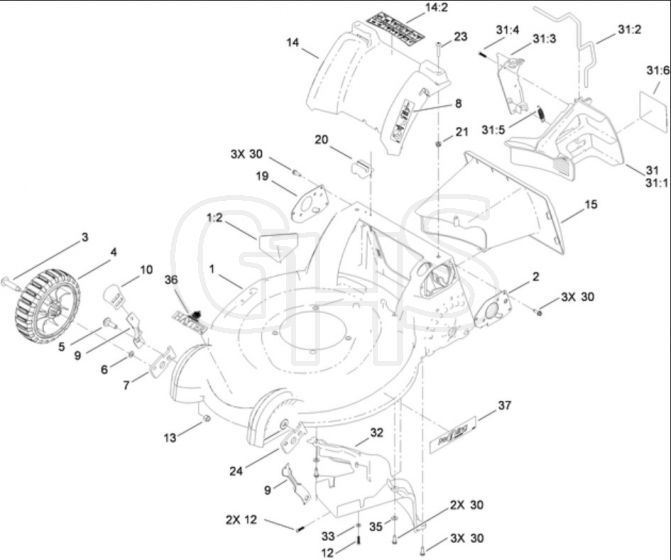 Hayter R53A - 449F (449F310000001 - 449F310999999) - Front Wheel Assy