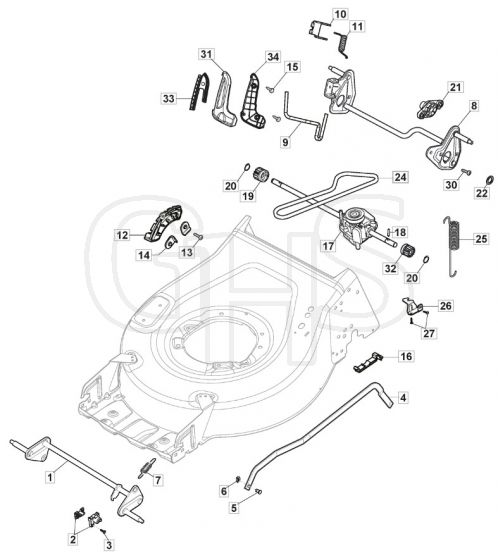EMPRESS 51 Li Kit - 2022 - 2L0536803/M22 - Mountfield Rotary Mower Height Adjusting Diagram