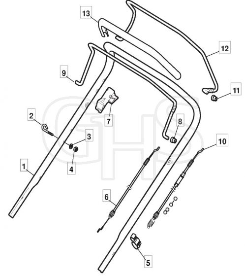 MLFW 5355 TRHVQ - 2011 - 299537833/MFR - Mountfield Rotary Mower Upper Handle Diagram