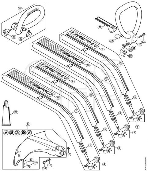 Genuine Stihl FS46 C-E Z / AC - FS 45, 46: Drive tube assembly, Loop handle