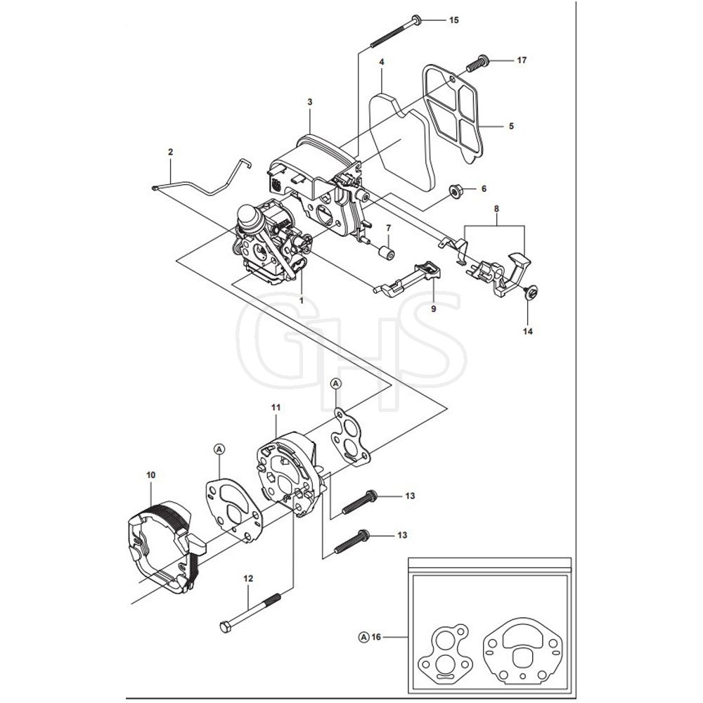 McCulloch CS340 967326201 201410 Carburetor & Air Filter Parts Diagram GHS
