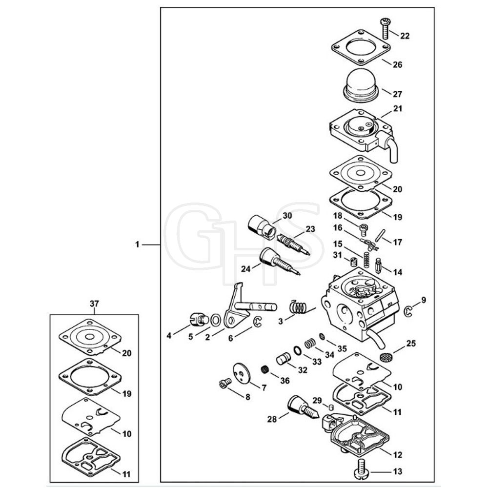 Stihl MM55 Carburetor C1QS79 Parts Diagram GHS