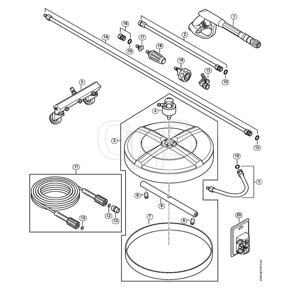 Genuine Stihl RB200 / B Spray gun, Highpressure hose, Accessories