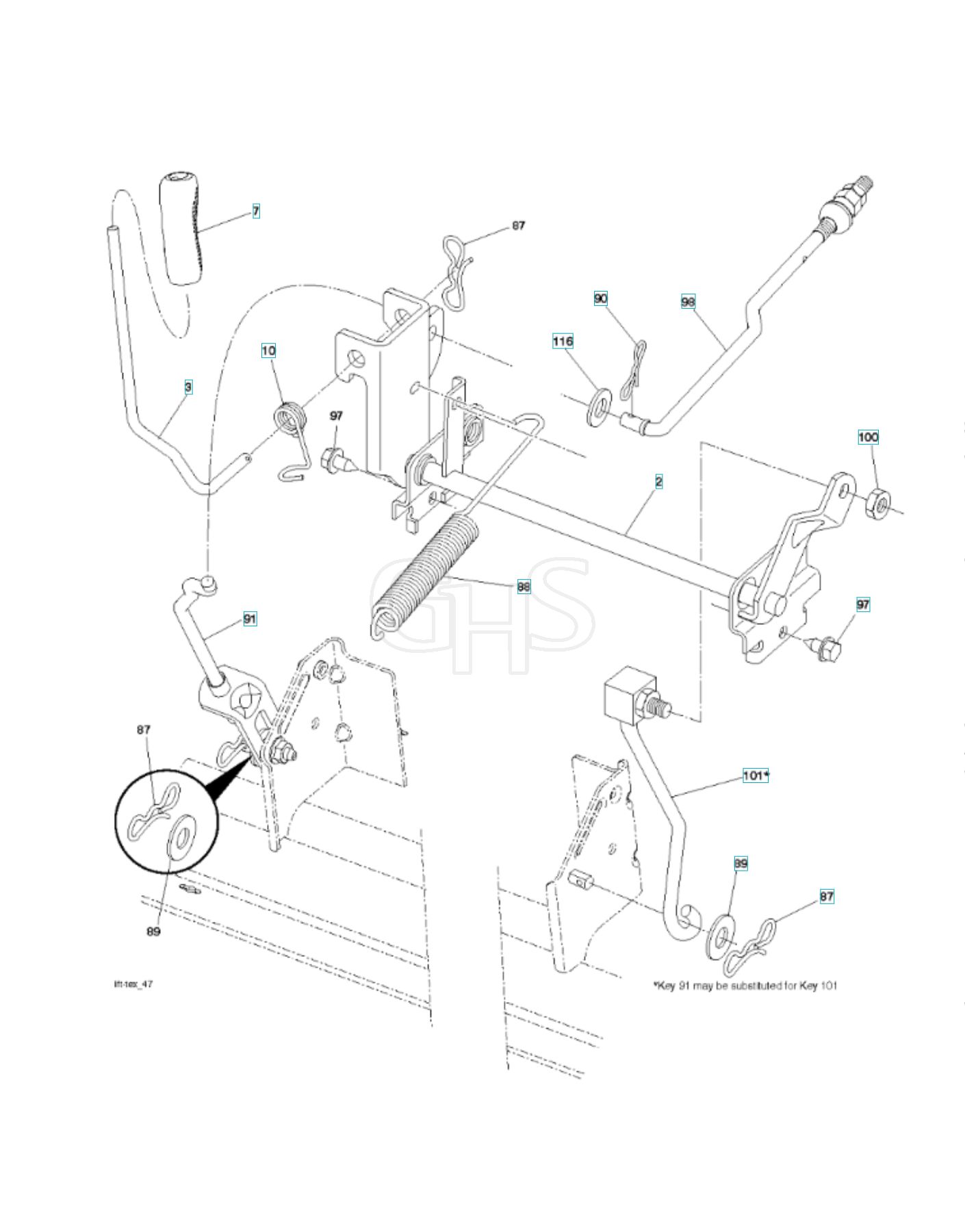 Husqvarna Yth1842 Mower Lift Lever GHS